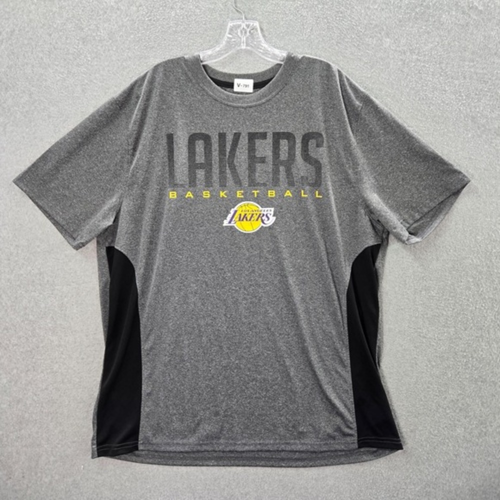 Los Angeles Lakers Men Shirt 2XL Gray Logo‎ UG Crew Neck Short Sleeve Tee